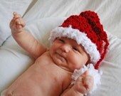 Santa elf stocking hat with long tail and pom