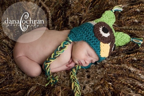 Little Hooter Earflap Owl Hat Any Size