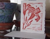 Handmade Cards - Red Daylilies with Recycled Envelopes - Large - Package of 3
