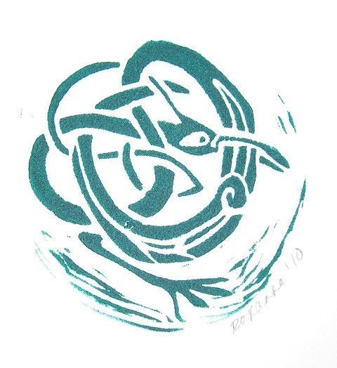 Handmade Card - Celtic Bird with Green Envelope - Small
