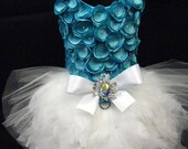 Tiffany Blue Rosette Dog Harness Dress