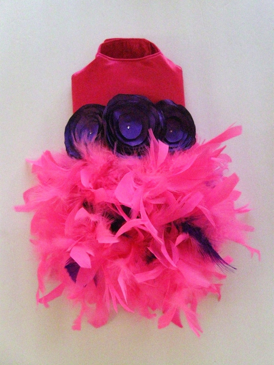 Hot Pink & Purple Feather Harness Dog Dress