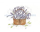 Lavender and Baby's Breath Basket  Greeting Card 5 x 7 Suitable For Framing