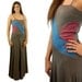 1970s maxi dress, brown pink blue, color blocked dress, prom dress, formal gown, NOS, NWT, Size M
