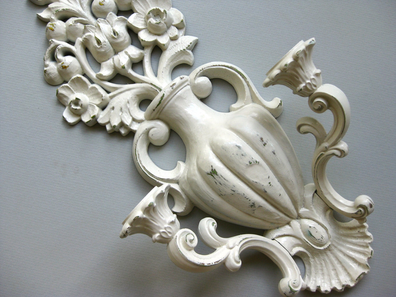 RESERVED for Elisa-Vintage Candle Sconce, Shabby and Chic, French Country, Paris Apartment, Shabby White, French White, Rustic Cottage