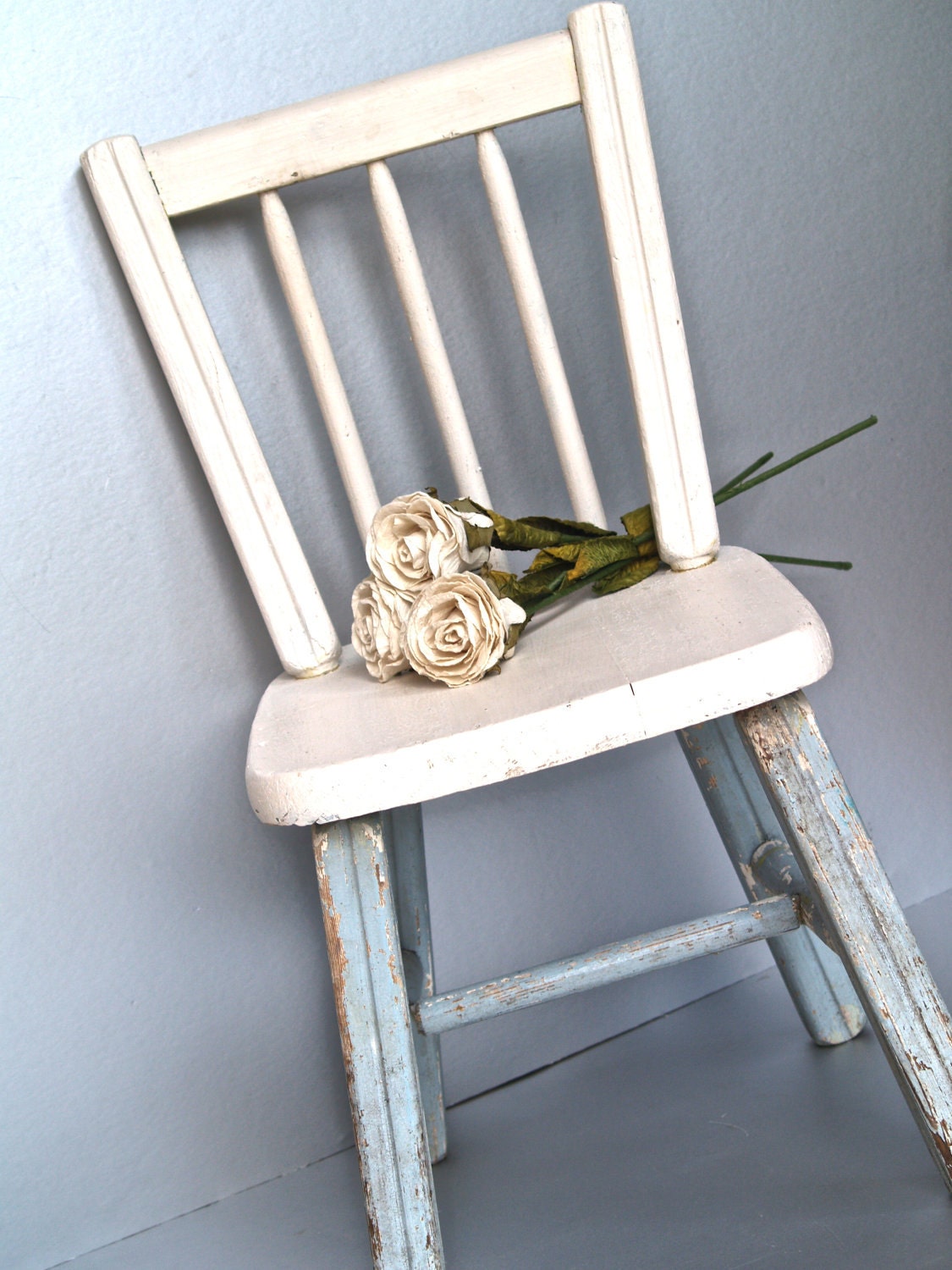 Vintage Child's Chair, Wooden Chair, Cottage Chic, Shabby and Chic, Farmhouse Decor, Rustic, Chippy Paint, Pink, Blue, Small Chair