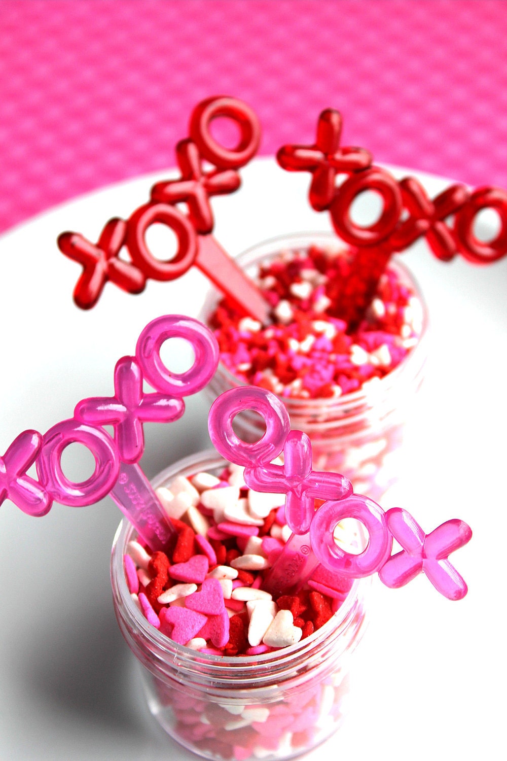 Valentine's XOXO Cupcake Picks in Red and Pink (set of 12) SALE