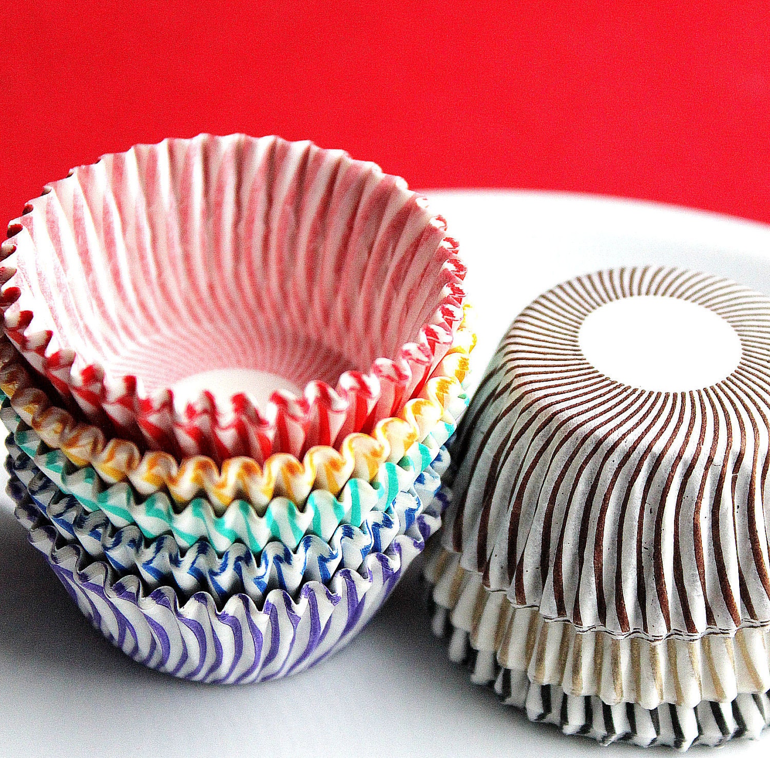 Mini Thin Stripe Cupcake Liners Candy Cups by thebakersconfections
