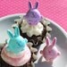 Bunny Cupcake Ring Toppers in Pink, Aqua and Purple (set of 24) SALE - LAST SET