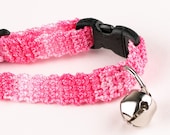 Crochet Cat Collar - Variegated Bright Pink