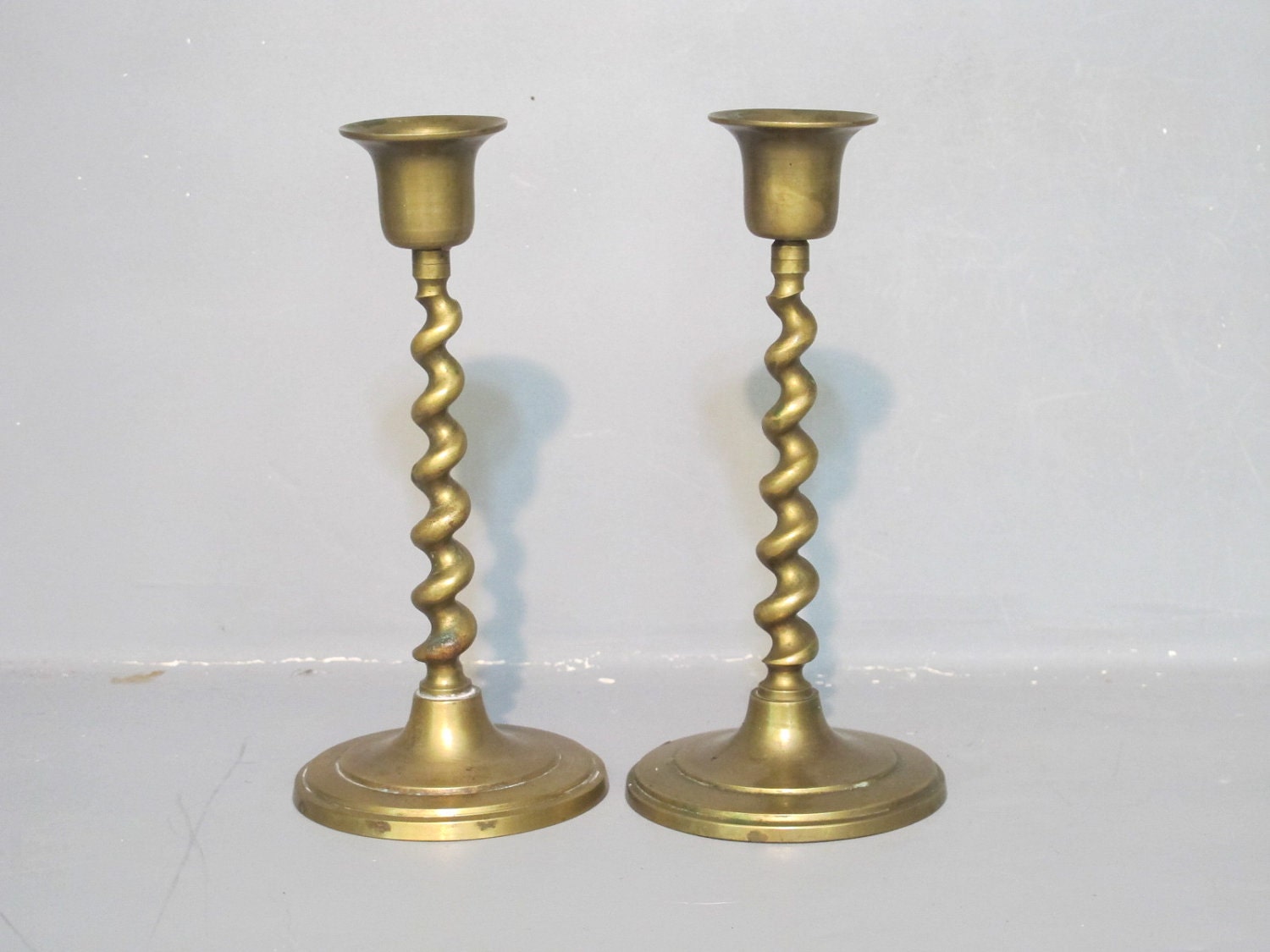 Vintage Brass Candle Holders Set of 2 / Pair of by MilkaCervenka