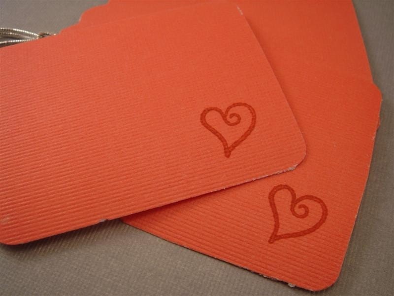 Sweet Heart GIFT TAGS - set of 3 in coral pink