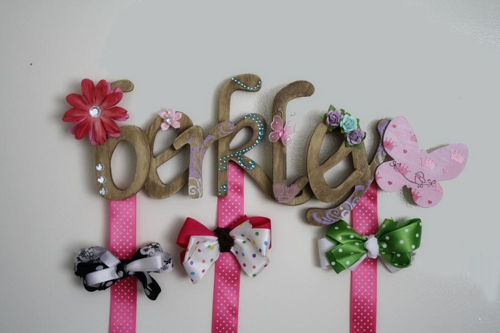 Personalized Wooden Hairbow Holder- 7 LETTERS