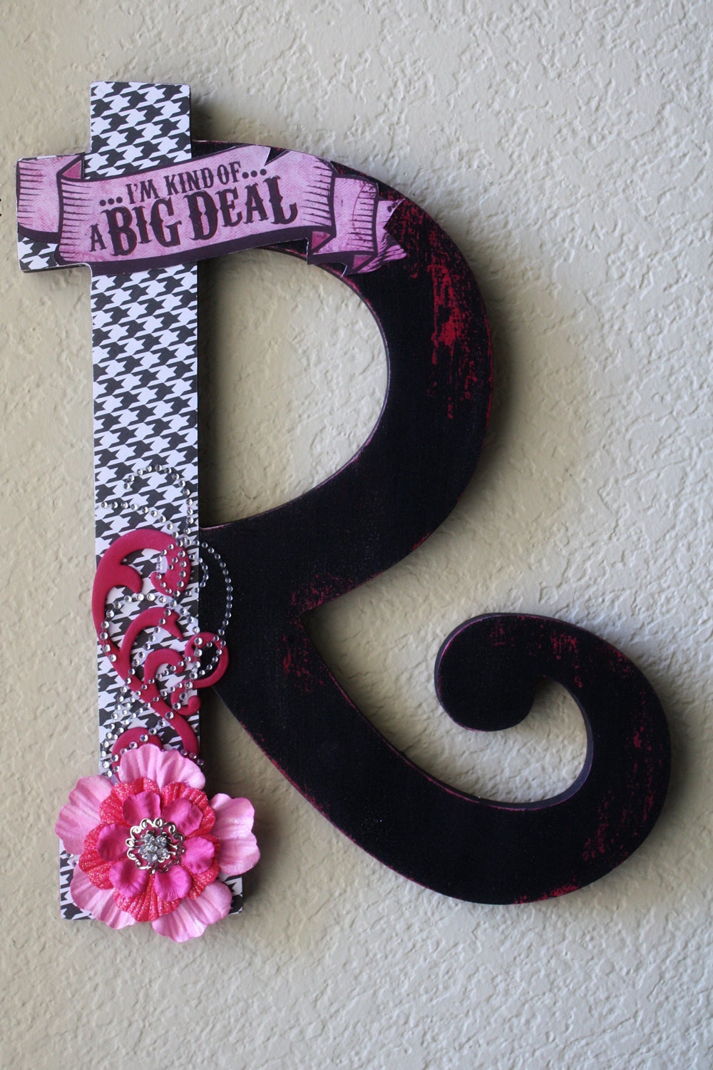 12" Handmade Custom Wooden Wall Letter- Painted Antiqued Distressed- Wedding or Nursery
