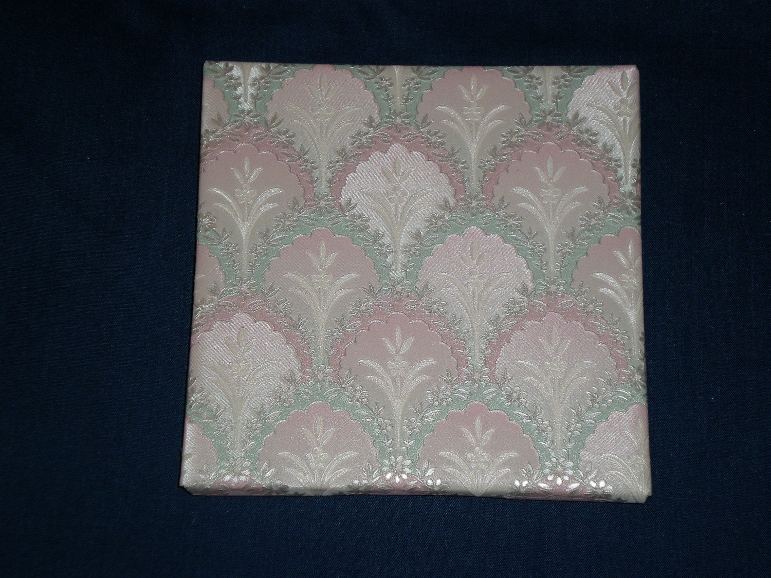 Set of four 4 x 4 Square Coloful Coasters with Light Blue and Pink Fleur de lis - Wallpaper