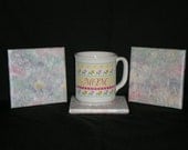 Set of four 4 x 4 Square Colorful Monet Coasters - Wallpaper