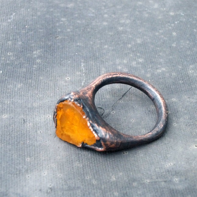 Copper Citrine Ring Gem Stone Amber Saffron Raw Crystal Gem Facet Artisan