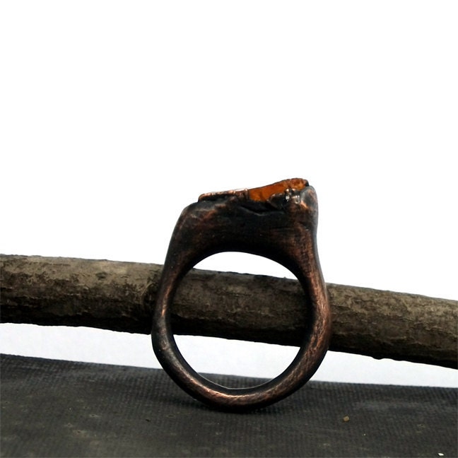 Copper Citrine Ring Gem Stone Amber Saffron Raw Crystal Gem Facet Artisan