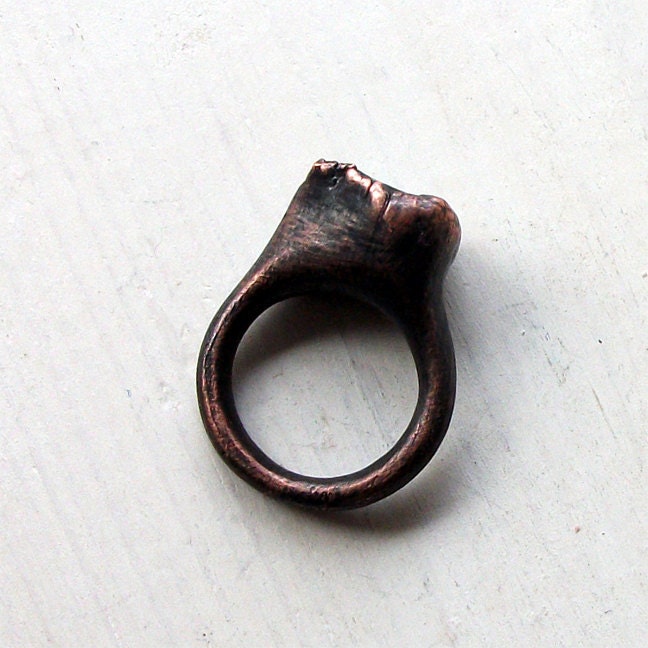 Copper Chrysoprase Ring Emerald Caribbean Green Handmade Organic Raw Modern