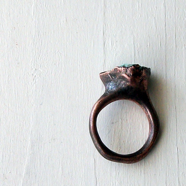 Copper Ring Turquoise December Birthstone Handmade Ring Simple Raw Modern Organic Robins Egg Blue