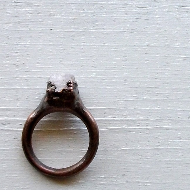 Kunzite Copper Ring Pink Gem Stone Artisan Raw Gem Organic Artisan Handmade