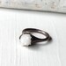 Ring Druzy Copper Geode Pearl Gem Stone Frost Sugared White Crystal Handmade Raw Artisan