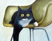 Cat on Eames Chair,  LARGE pigment print