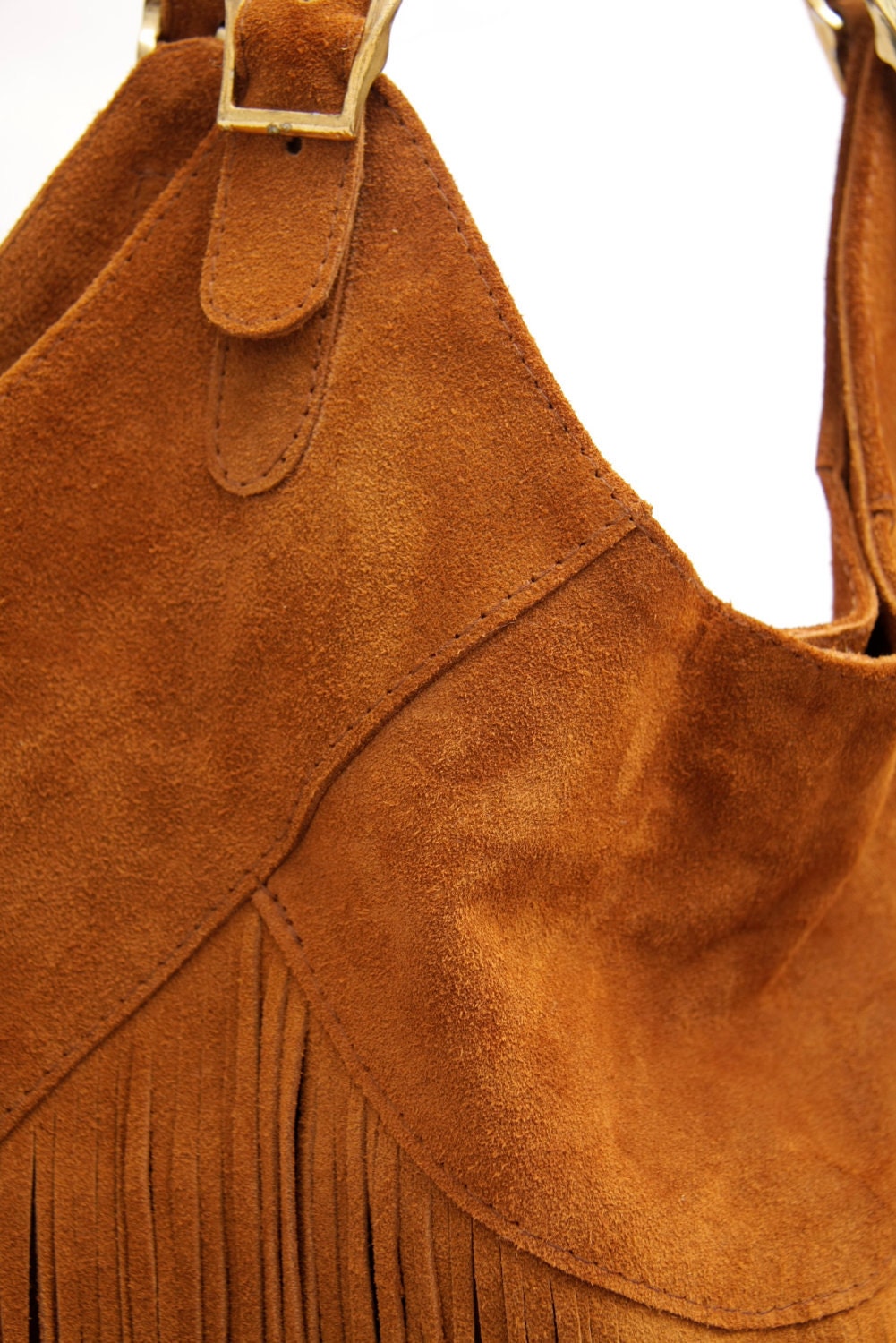 Boho suede leather bag in Tobacco