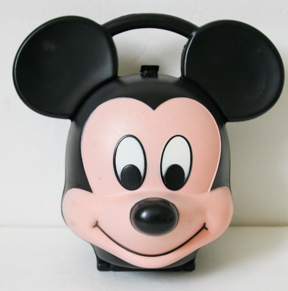 Items similar to vintage 80s MICKEY MOUSE head lunch box on Etsy