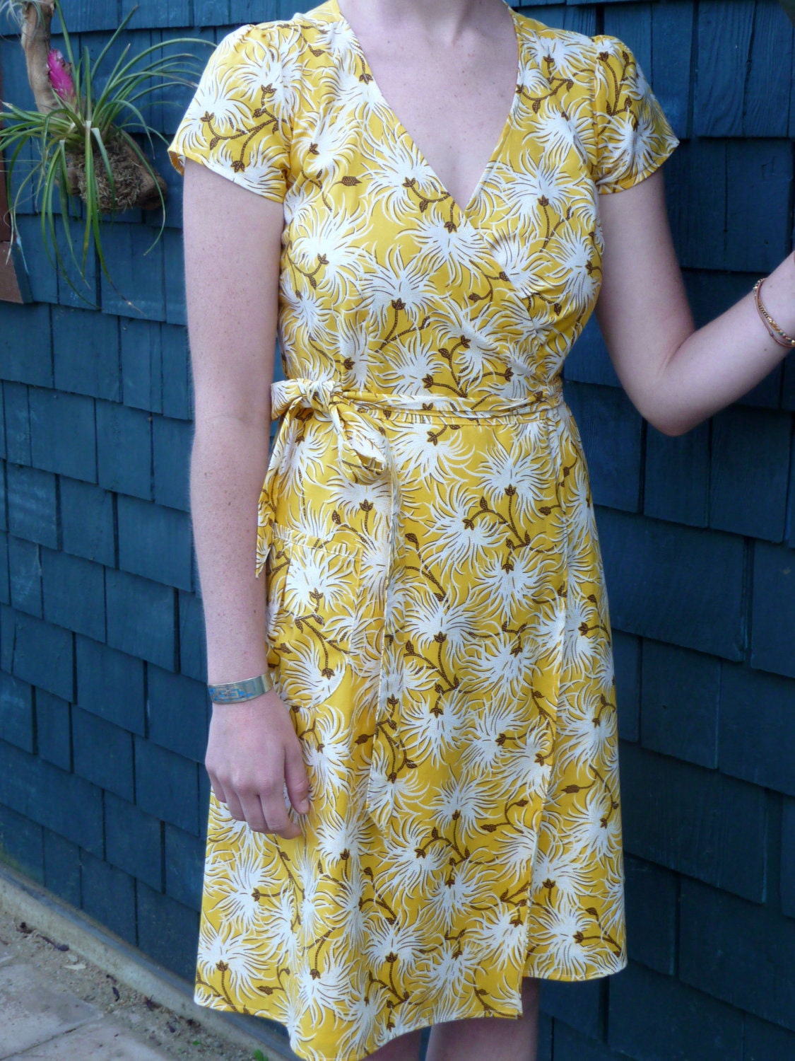 Yellow Poppy Wrap Dress