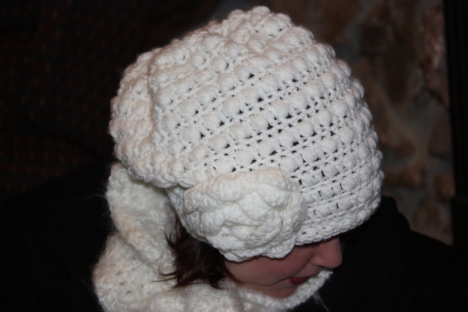 INSTANT DOWNLOAD Crochet Pattern  Womens Slouchy Hat with Rose
