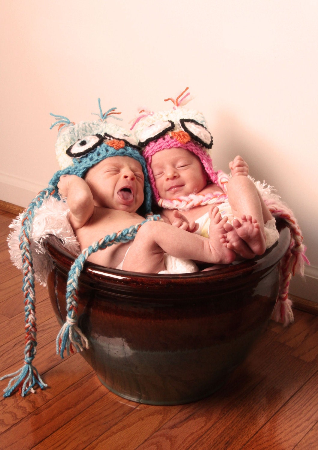 OWL baby beanie- perfect for TWINS or siblings