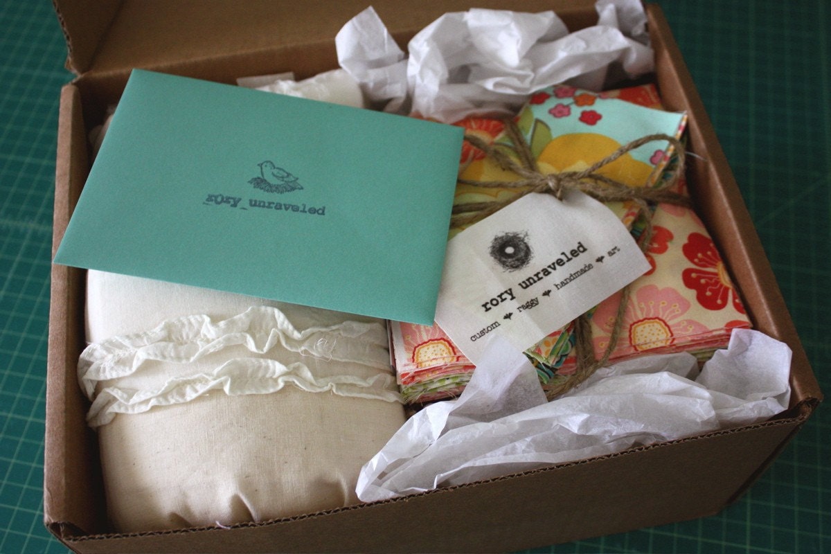 Rag Quilt Kit - Throw Size - DIY - CUSTOM - Cut Fabric, Batting, Instructions Included