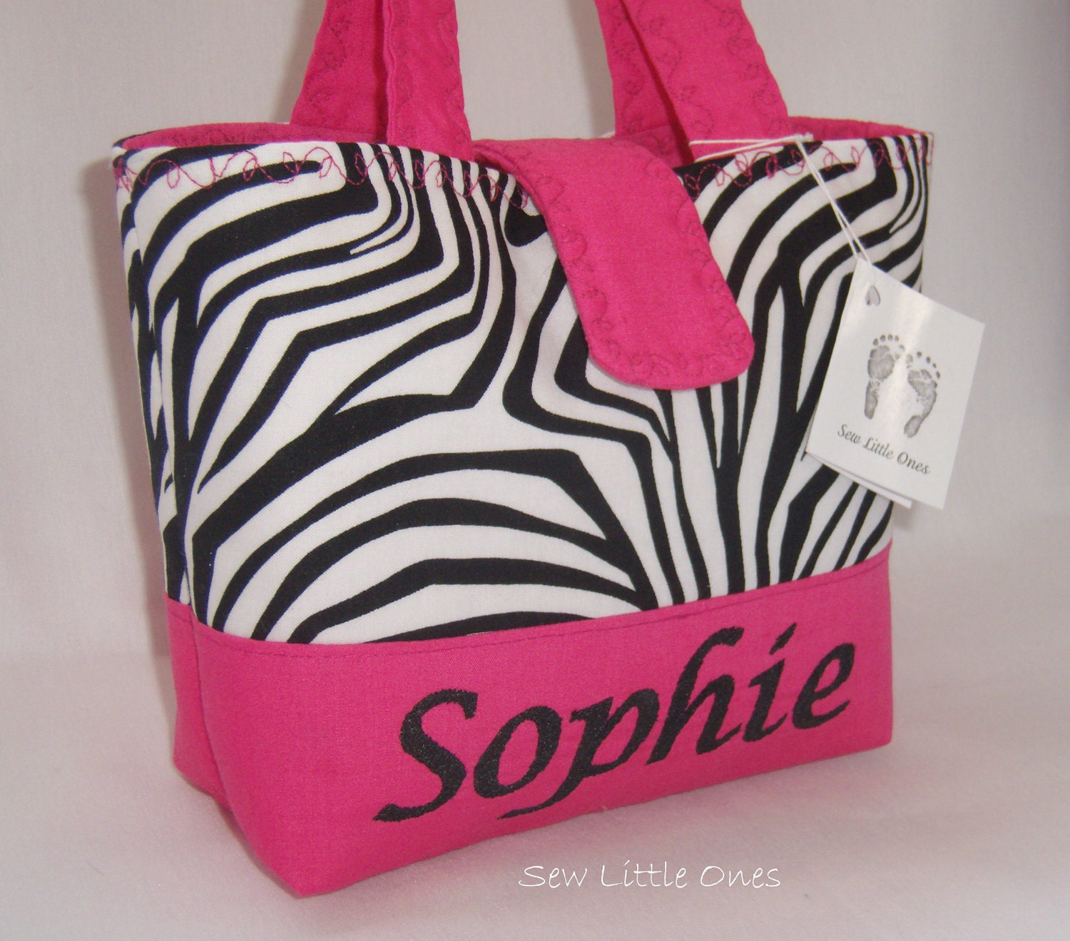 Personalize Zebra Hot Pink Handbag-Little Girls Purse Etsykids team - sewlittleones