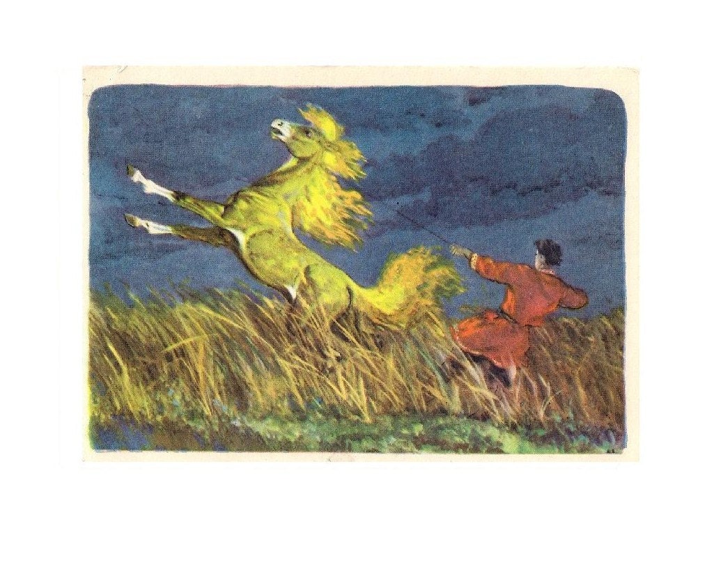 Sivka-Burka. Vintage Russian postcard 1957