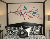 Tree Branch with Cherry Blossoms and Birds - Vinyl Wall Decal Flowers