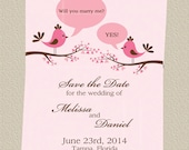 Love Birds Save the Date File, DIY, Custom Colors and wording for FREE
