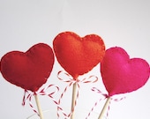 Valentines Decorations / Heart Felt Lollipops / Six (6) Wool Felt Hearts Il_170x135