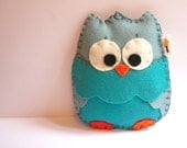 Baby Owl Rattle / Earth Friendly Vintage Blue