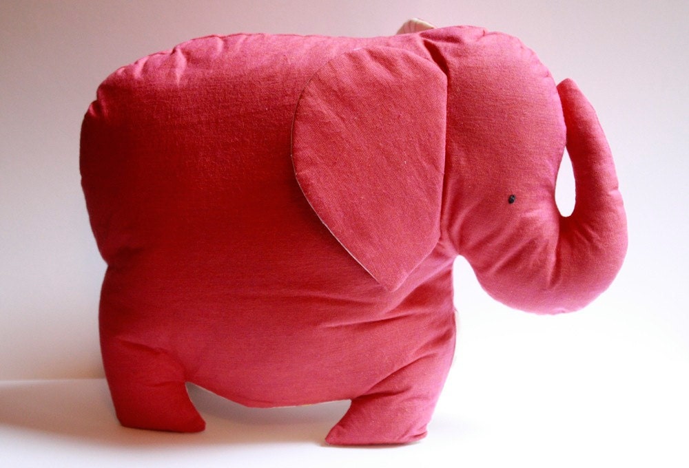 Plush Baby Elephant / Safari Red / Organic Cotton Stuffing