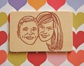 Hand Carved Custom Couple Portrait Stamp -DIY Wedding Stationery, Save the Date, Engagement, Invitations, Thank You Cards-