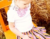 LAST 1- Modern Twirl Skirt - Baby Toddler Girls Skirt - Crazy Waves - Pink Brown Orange White - Great for Fall Thanksgiving - FREE SHIPPING