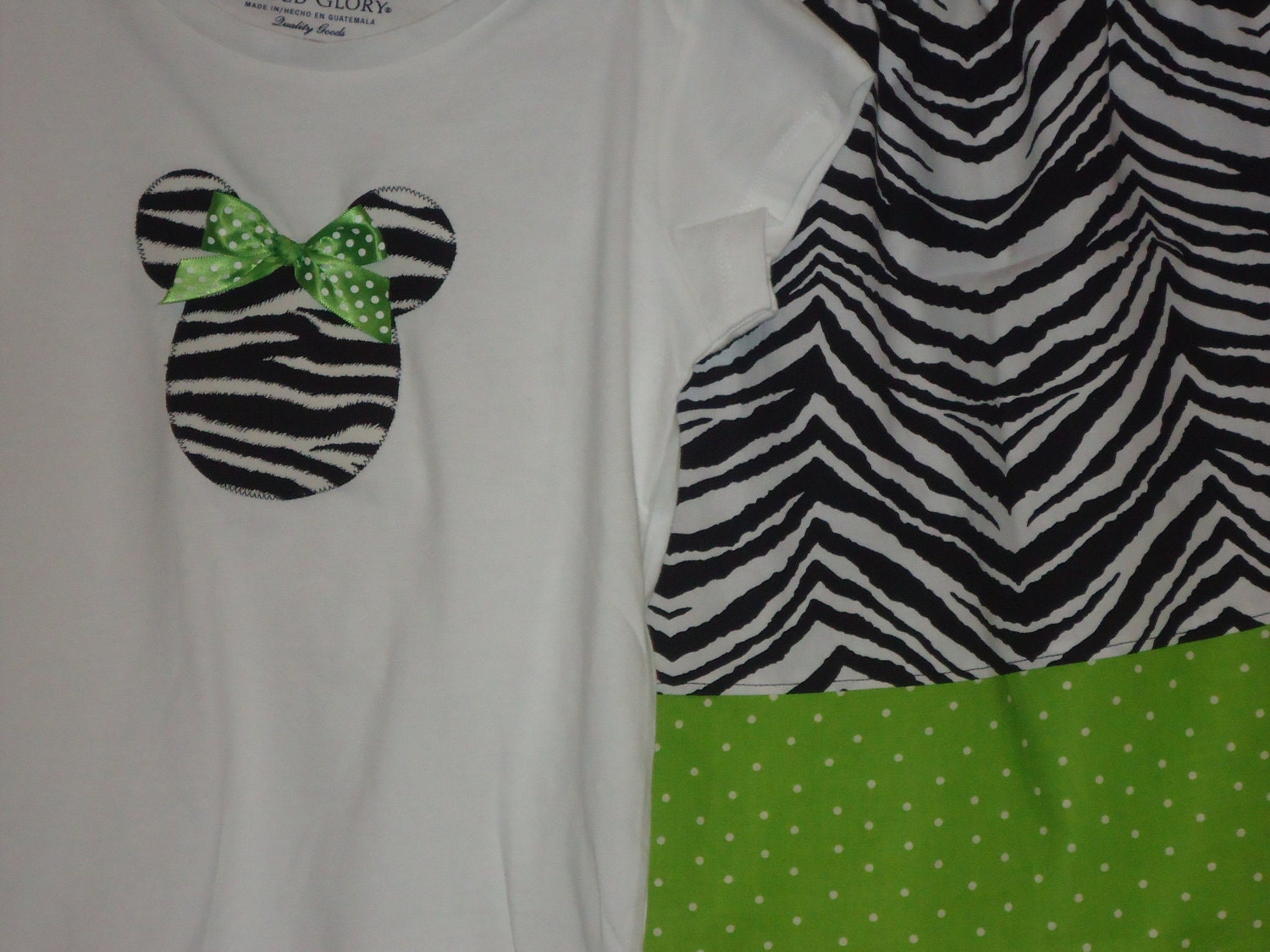 Disney Inspired Minnie Mouse Outfit - Baby Toddler Girls - Perfect for Disney Trips or Gift - Black, White Zebra and Lime Green Polka Dots
