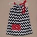 READY to SHIP SALE - Black and White Chevron Pocket Dress - Baby Toddler Girls Dress - Pillowcase Dress- Black White Zig Zag Red Accents- 3t