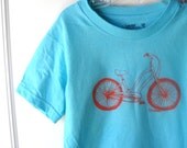Cruiser bicycle cotton crew neck tee shirt for children and toddlers in turquoise or custom colors - CausticThreads