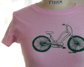 Cruiser Bicycle ladies short sleeved tee shirt in pink or custom colors