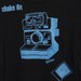 Shake it Polaroid Camera Ladies Tee Shirt in black and blue or custom colors