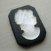 Vintage Goddess octagon black and white glass cameo (22 X 30 mm)
