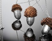 3 Sterling Silver Acorns chandelier necklace