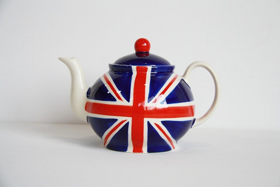 Ceramic Teapot Union Jack Design UK Flag Large Size by maamoon